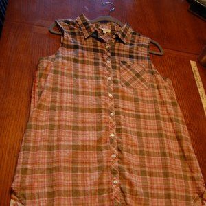 Oddy plaid 1 pocket sleeveless button down (L)